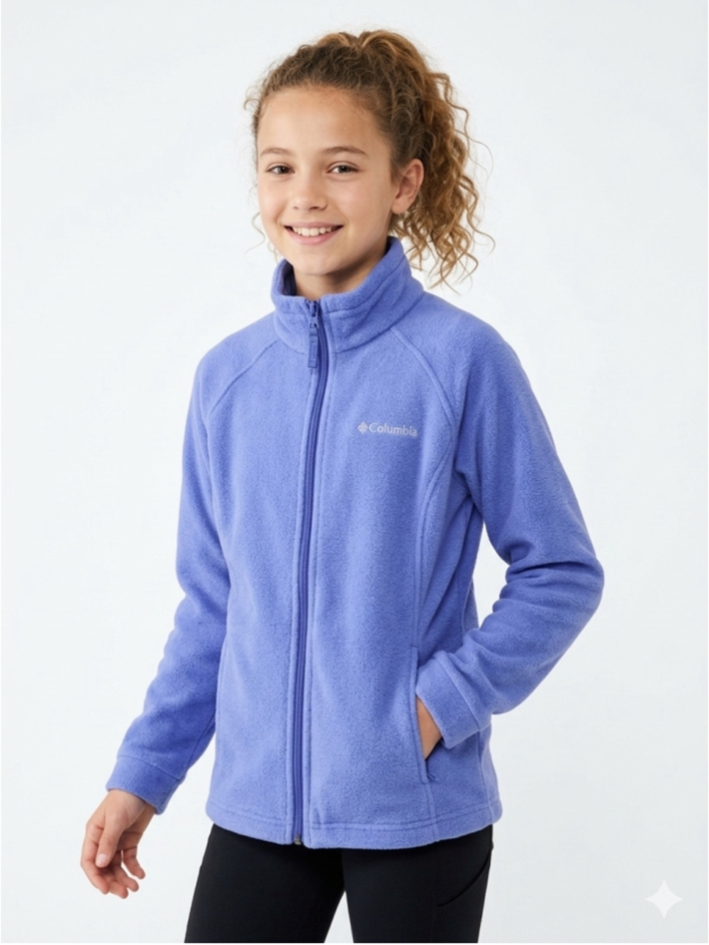 Girls Columbia Fleece Zip-Up Sweater Jacket Purple Size Medium